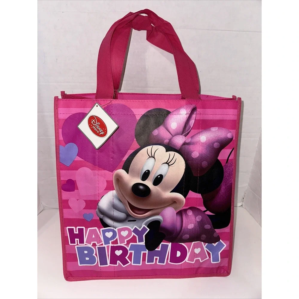 Disney Store Minnie Mouse Happy Birthday Reusable Tote Bag Pink Small Gift Bag